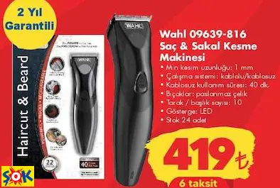 WAHL 09639-816 SAÇ & SAKAL KESME MAKİNESİ